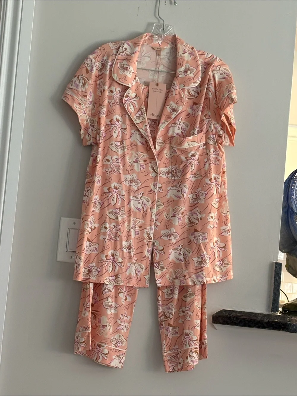 Peach Floral Short-Sleeve Pajama Set